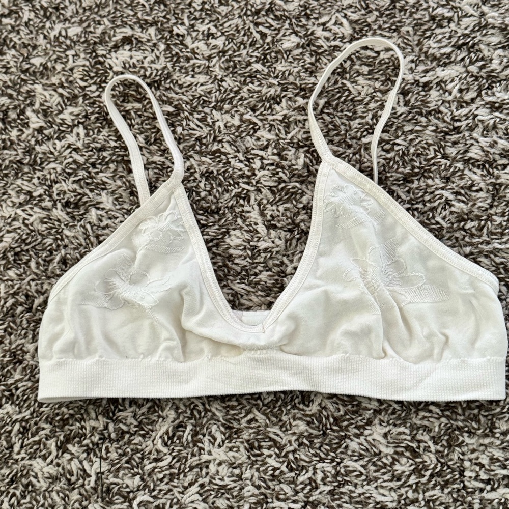 Vintage Bralette - ivory seamless active intimate pointelle bra